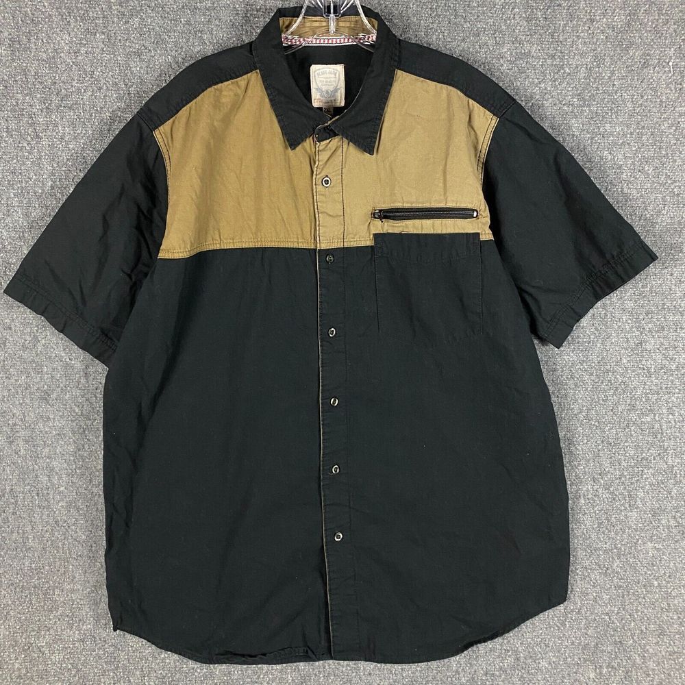 Black Jack Button Up‎ Shirt Men's 2XL 100% Cotton Adults Black Casual